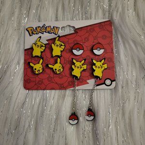 Pokemon Pikachu PokeBall Stud Earrings Set